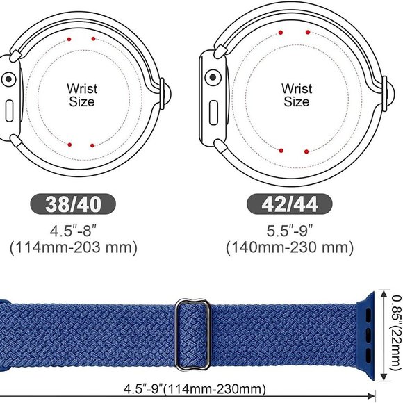 NEW Light Blue Adjustable Braided Solo Loop For Apple Watch - Picture 4 of 5